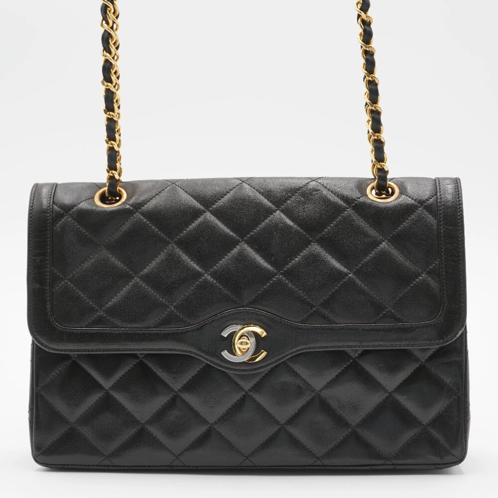 SOLD Pre-owned CHANEL Paris Limited Edition Two-Tone CC Logo Double Flap Bag